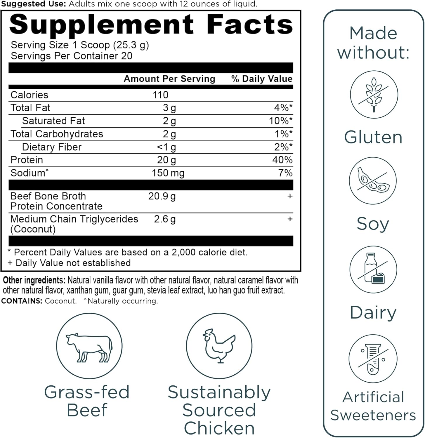 Ancient Nutrition Bone Broth Protein Powder, Salted Caramel, 19g Protein per Serving, Beef, Supports Healthy Skin, Gut Health, Joint Supplement, Gluten Free, Paleo and Keto Friendly, 20 Servings