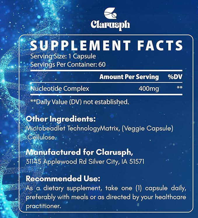 Immunity* Supplement, Immune* Nucleotide Complex Blend 400mg Including AMP, CMP, GMP, UMP, Nucleo Immune*, 60 Capsules