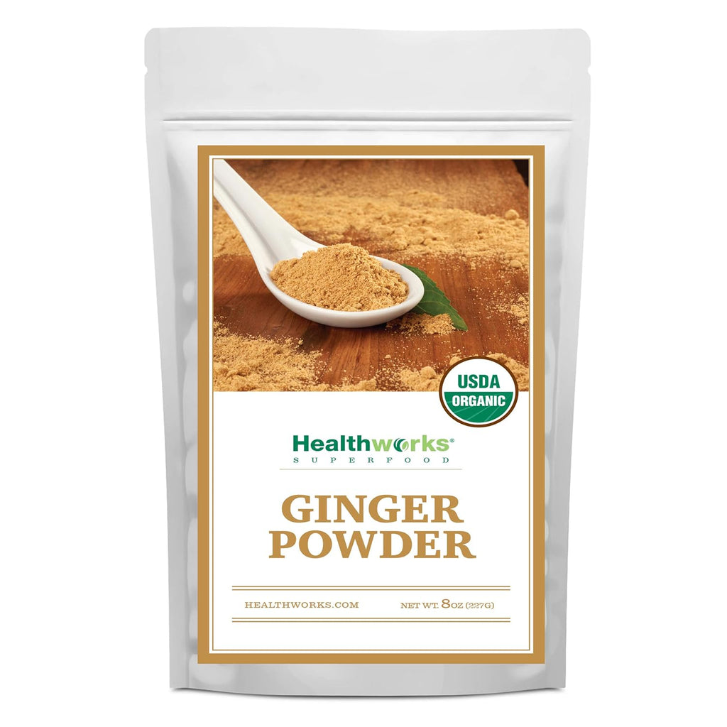 Healthworks Superfoods Organic Ginger Powder - 8 Oz - Ground, Raw & All-Natural - Keto, Vegan - Great with Coffee, Tea & Juices - Superfood/Spice