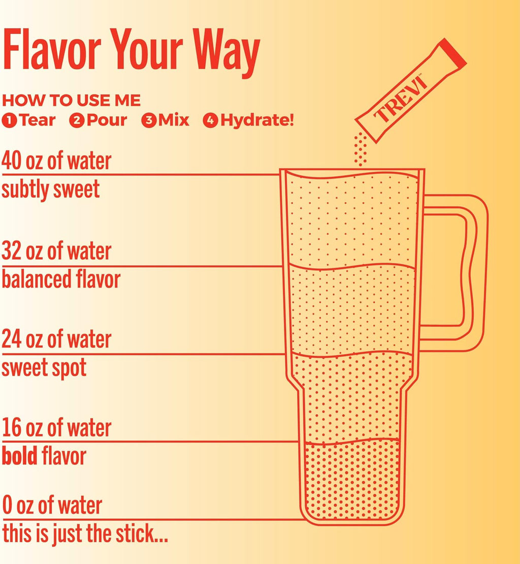 TREVI™ Sugar Free Electrolytes - Drink Mix Hydration Powder Packets - 8 Count - Orange