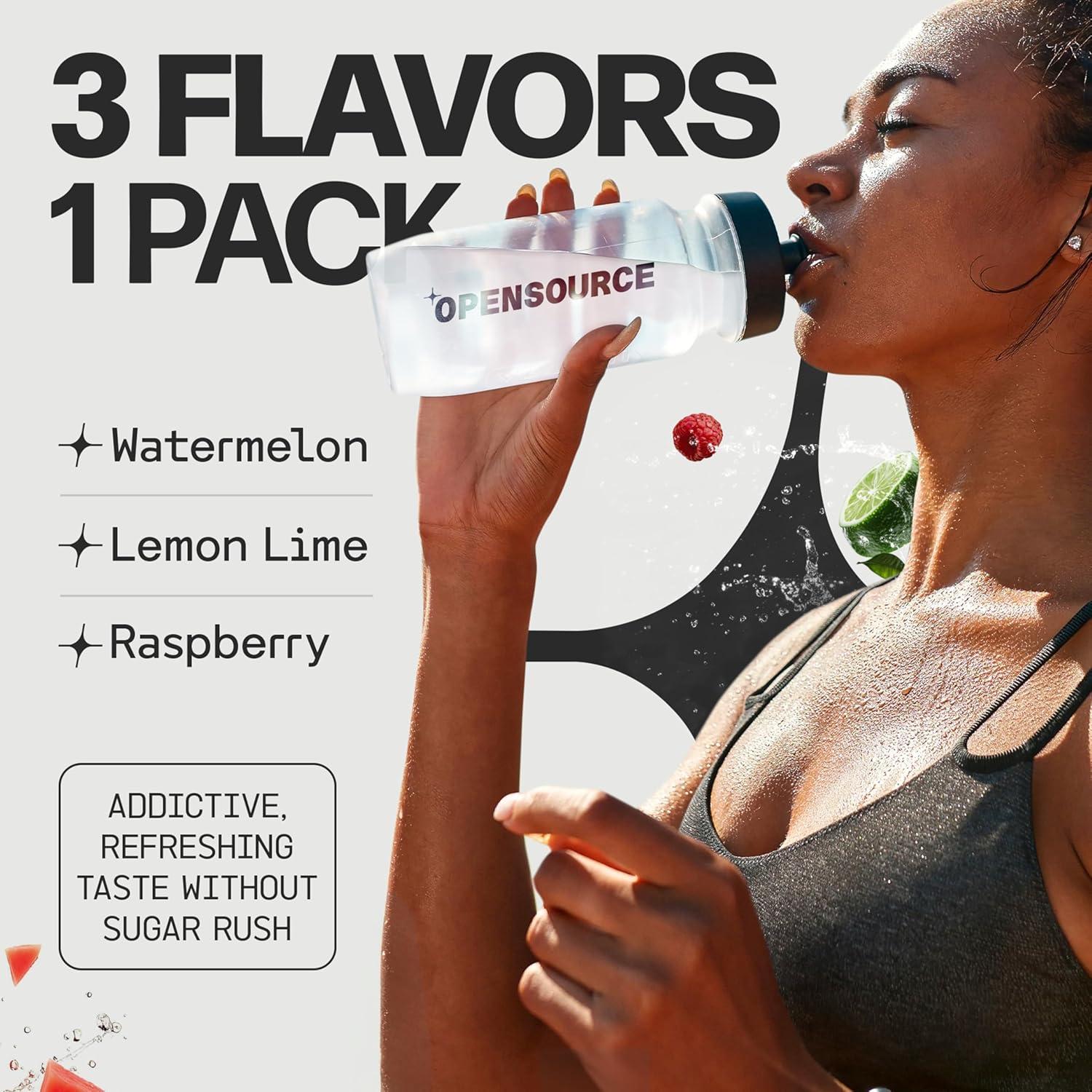opensource Sugar Free Electrolyte Powder Packets 300mg Triple Magnesium for Calm & Focus | Glycinate, Taurate, Malate | Carnivore, Keto, Paleo | 30 Pack - Watermelon | Raspberry Lime | Lemon Lime