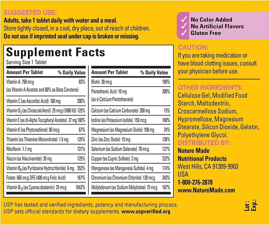 Nature Made Multi for Her 50+ Vitamin/Mineral Tablets 90 ea (Pack of 4)