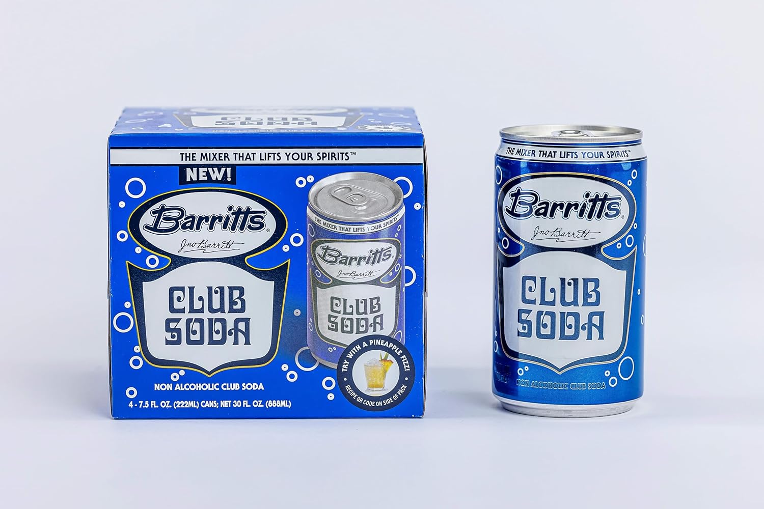 Barritt's Mixers - Club & Tonic Mix, Non-Alcoholic Soda Cocktail Mixer, 7.5 fl oz Cans, 24 Pack, Mini