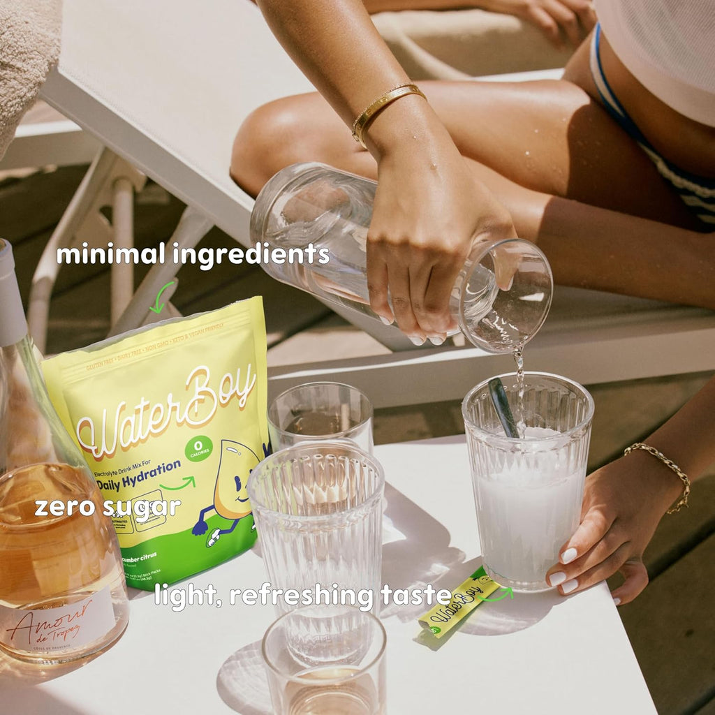 Waterboy Daily Hydration | 1,570mg Electrolyte Powder Packets | No Sugar, All Natural, Gluten Free, Zero Calories | 15 Drink Stick Mixes (Cucumber Citrus)