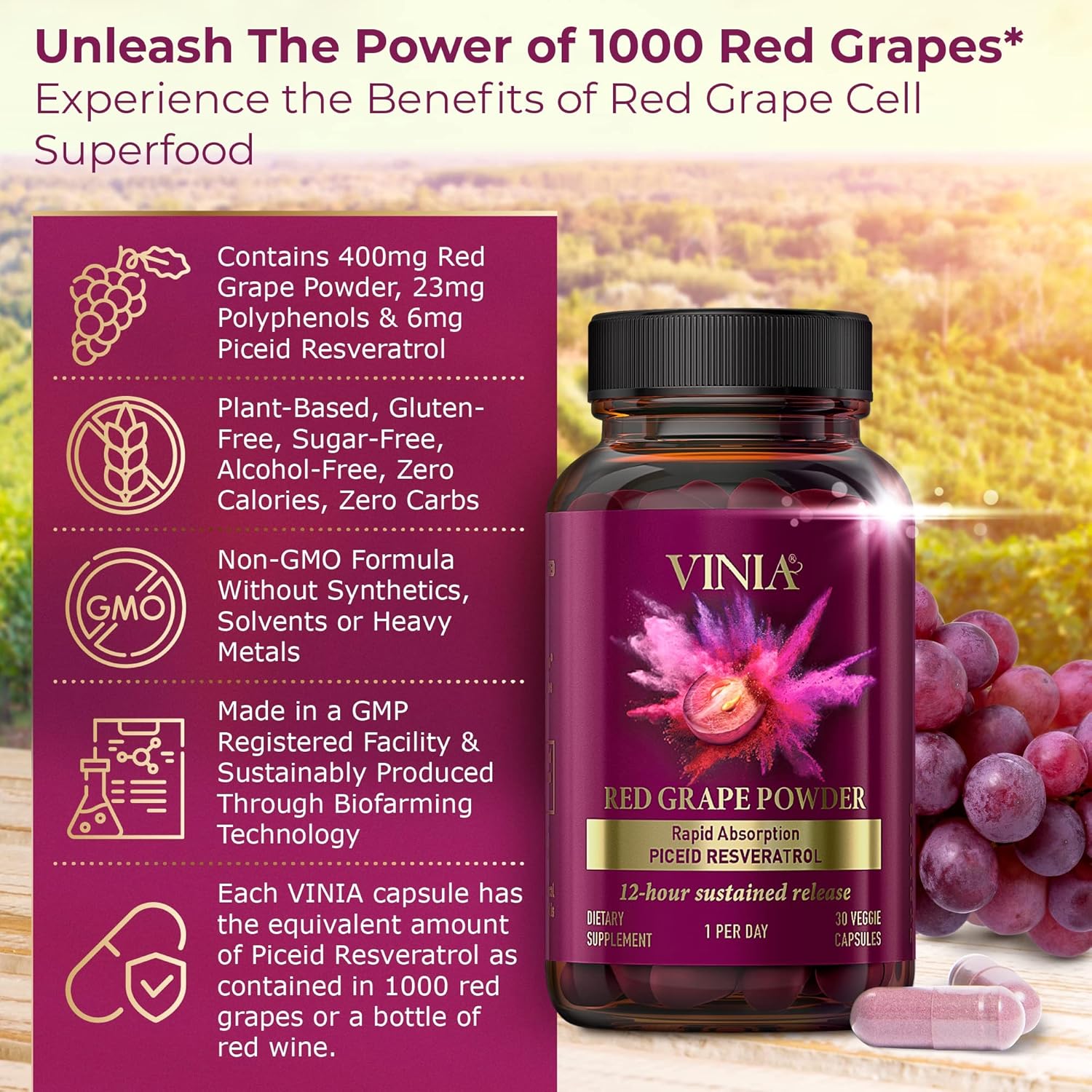 12-Hour Long-Lasting Piceid Resveratrol Supplement. Nitric Oxide Supplement. Supports Heart Health, Blood Flow, Boost Oxygen Superfood Powder, Keto Friendly. Vegan & Non-GMO. 60 Day Supply.