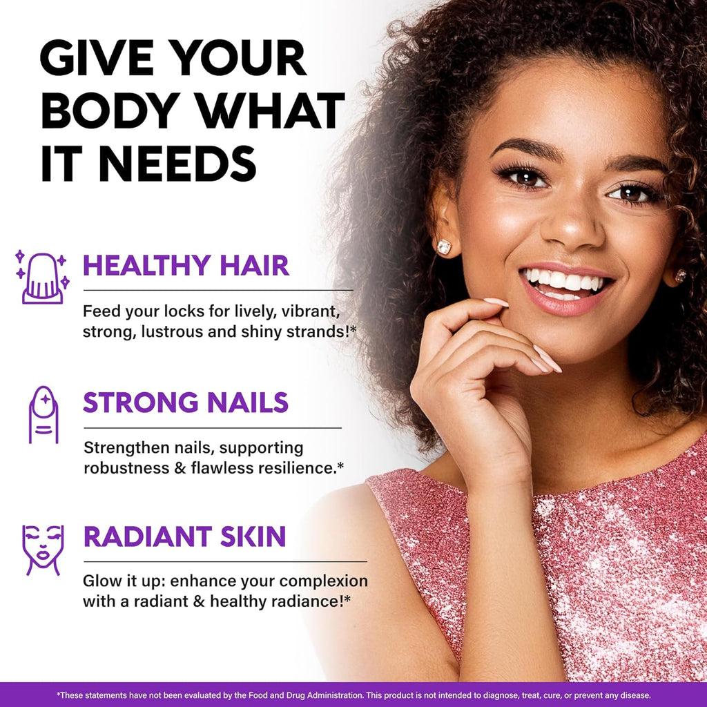 Biotin Gummies with Collagen - Hair Growth Support Skin, & Nail Strength - for Women & Men - Biotin 10000mcg | Keratin | Hyaluronic Acid | B-Complex | Saw Palmetto - Sugar-Free, Mixed Berry, Pack of 2