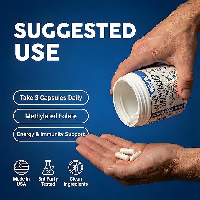 Methylated Multivitamin for Men with Vitamin B12 B6 Choline Magnesium Selenium CoQ10 Iodine Manganese Iron Boron Copper Thiamin Riboflavin Biotin Probiotics Omega 3 | Vegetarian Capsules Mens Vitamins