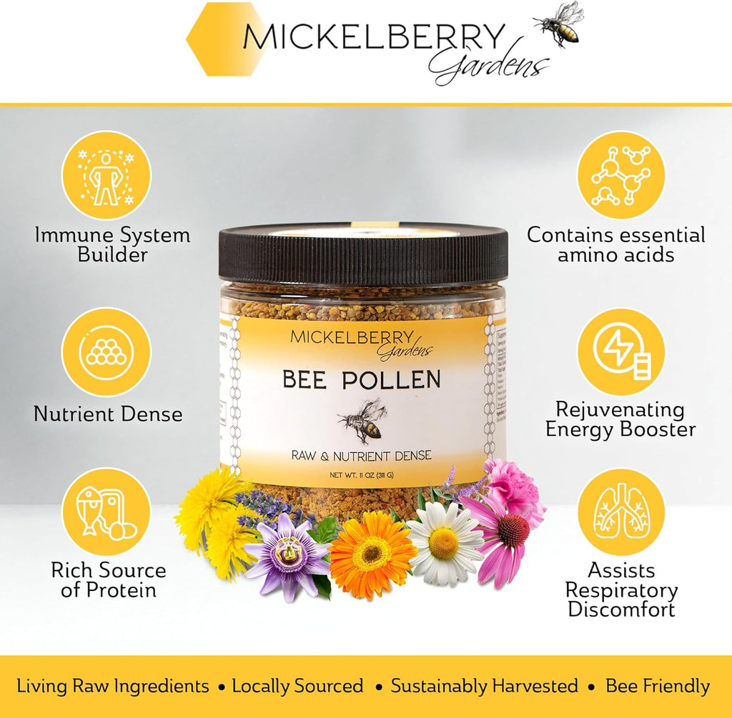 Mickelberry Gardens Bee Pollen Granules – 100% Raw, Pure Superfood Packed with Protein, Vitamins, Minerals & Antioxidants – 6 Oz