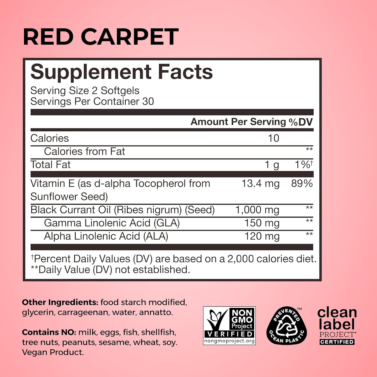 HUM Red Carpet - Skin & Hair Supplement - Black Currant Seed Oil for Glowing Skin & Strong Thicker Hair with Vitamin E & Omegas 3/6 - Hair Growth Vitamins for Women (60-Count)