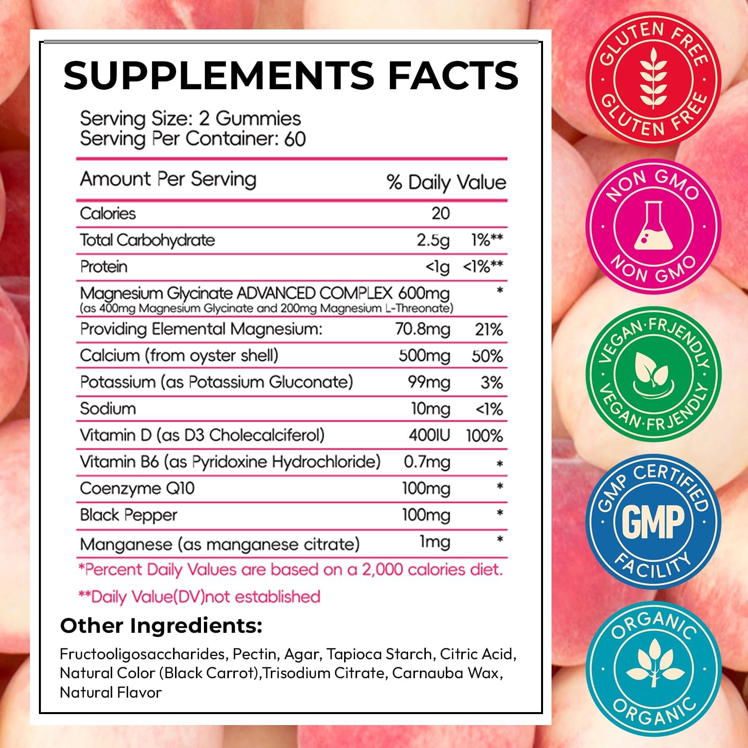 Magnesium Glycinate Gummies Sugar Free, High Absorption Magnesium Complex with L-Threonate, Calcium, B6, D3, Chews Gummies, Relaxation, Stress Relief, Night Rest