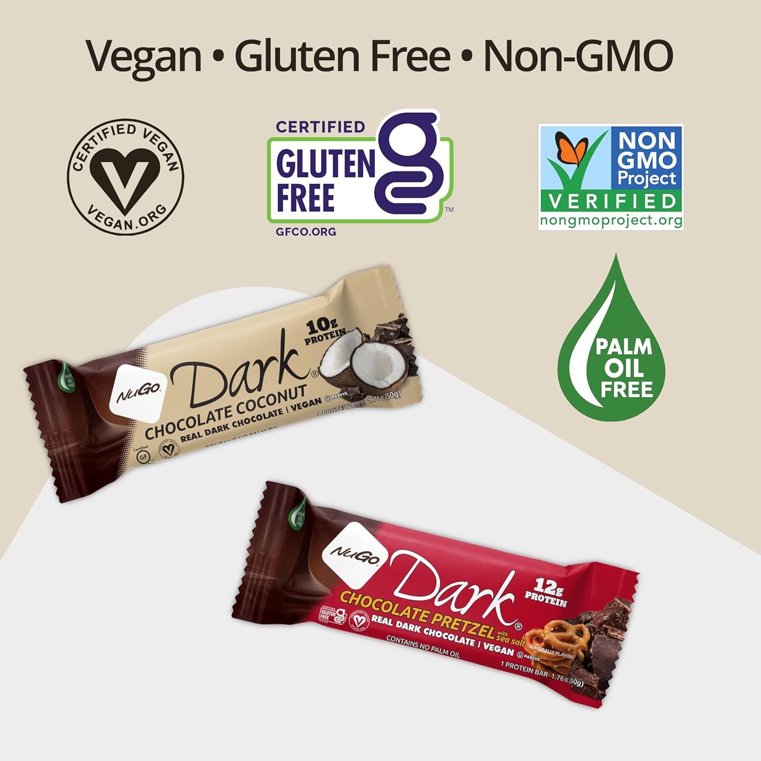 NuGo Dark Variety - Mint Chocolate Chip 12 Bars & Chocolate Chocolate Chip 12 Bars, 12-13g Protein Bar, Vegan, Gluten Free, Non-GMO, Kosher Pareve, 24 Count