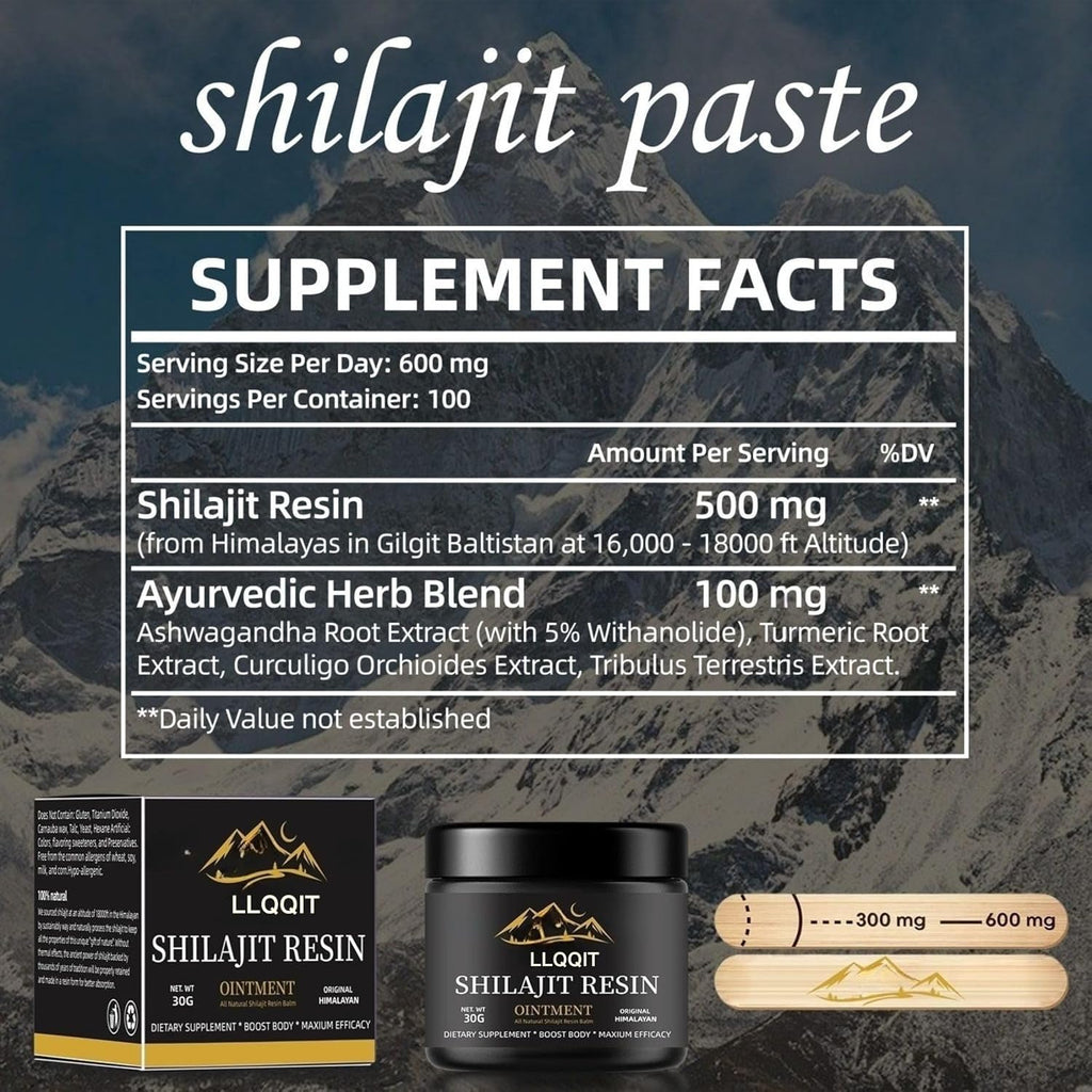 Pure Himalayan Shilajit Resin for Men & Women | Organic Shilajit Honey Resin with Fulvic Acid & 85+ Trace Minerals Complex for Energy Boost & Immune Support,Stamina and Muscle Building,600mg