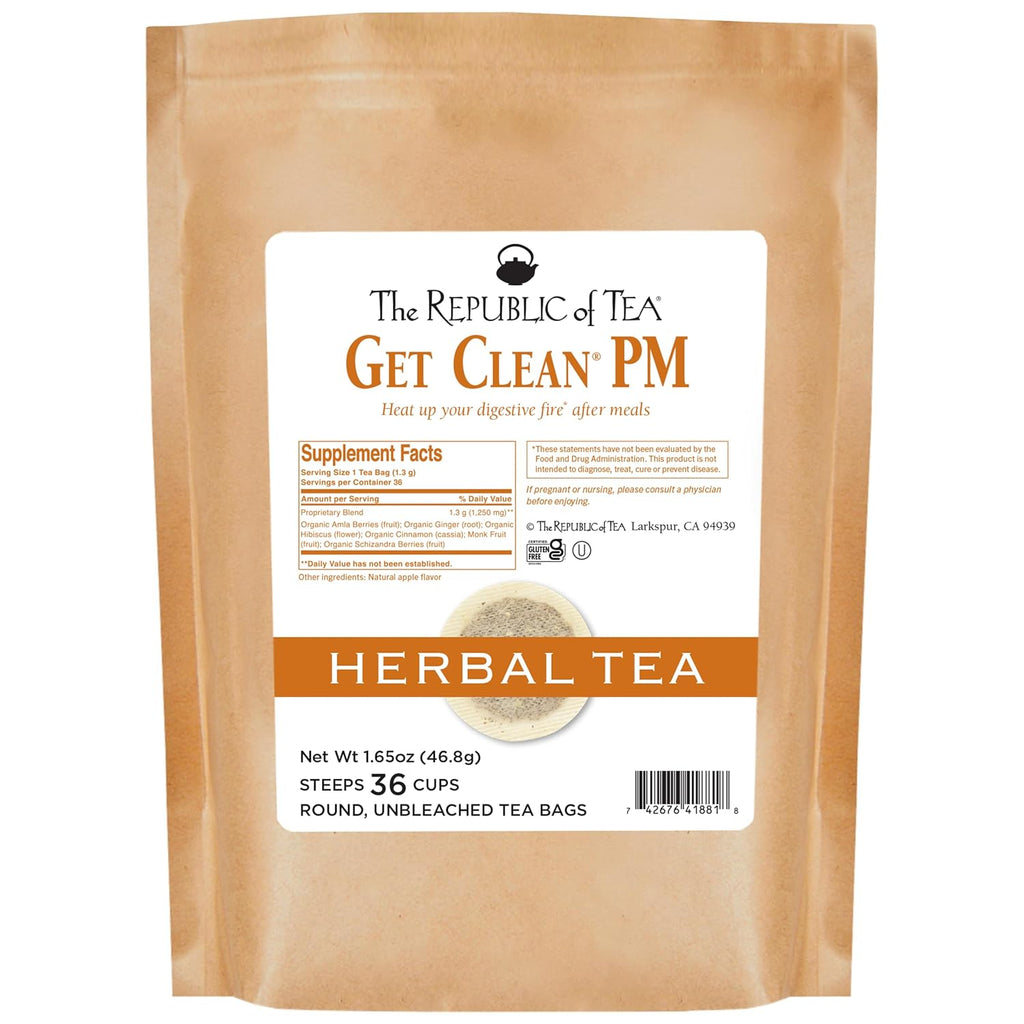 The Republic of Tea Be Well Teas, Get Clean PM Herbal Tea, Refill Pack of 36 Tea Bags