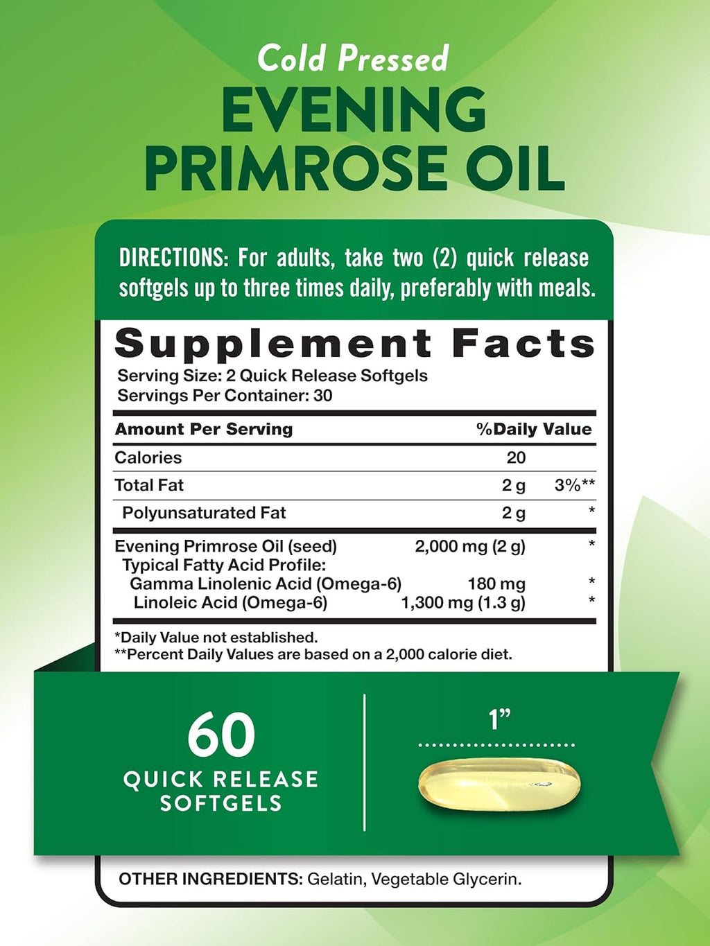Nature's Truth Evening Primrose Oil Softgels | Cold Pressed | Non-GMO & Gluten Free Supplement