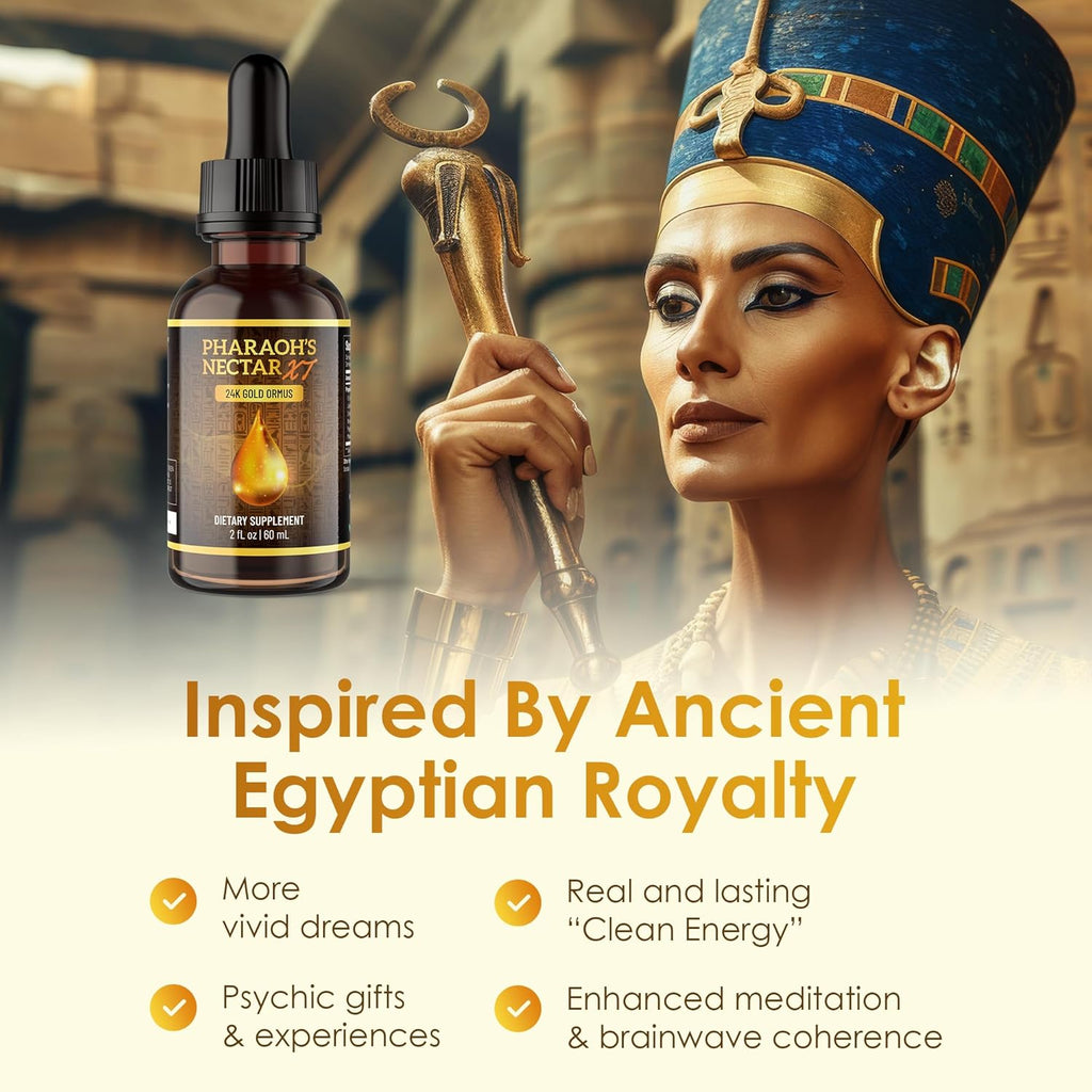 Ultra-Pure, 99.9% Liquid Gold - 24K Monoatomic Gold Ormus - Third Eye Awakening, Pineal Gland Decalcification, Awaken DNA, Unlock Light Speed Manifestation - Pharaoh's Nectar XT