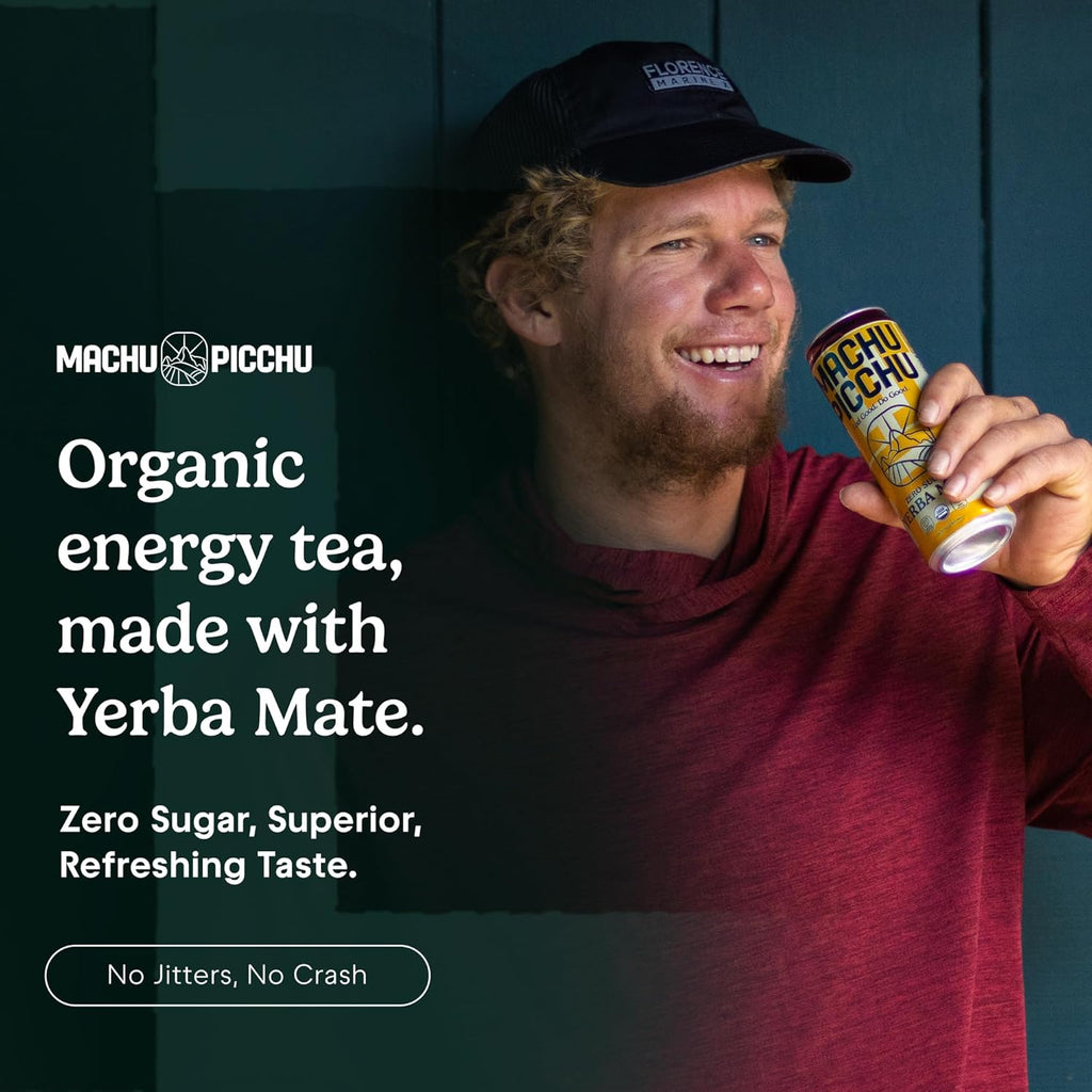 MACHU PICCHU ENERGY, Non-Carbonated Zero Sugar Yerba Mate, Clean Energy Drink Alternative, 12oz (Pack of 12) – 120mg Organic Green Coffee Bean Caffeine, Low Calorie, USDA Organic, No Artificial Flavors (Wild Berry)