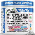 Methylated Multivitamin for Men with Vitamin B12 B6 Choline Magnesium Selenium CoQ10 Iodine Manganese Iron Boron Copper Thiamin Riboflavin Biotin Probiotics Omega 3 | Vegetarian Capsules Mens Vitamins