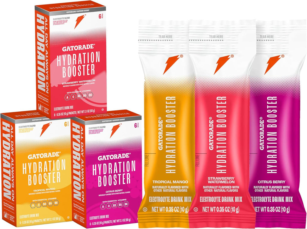 Gatorade Hydration Booster - All 3 Flavors (Strawberry Watermelon, Tropical Mango, Citrus Berry)