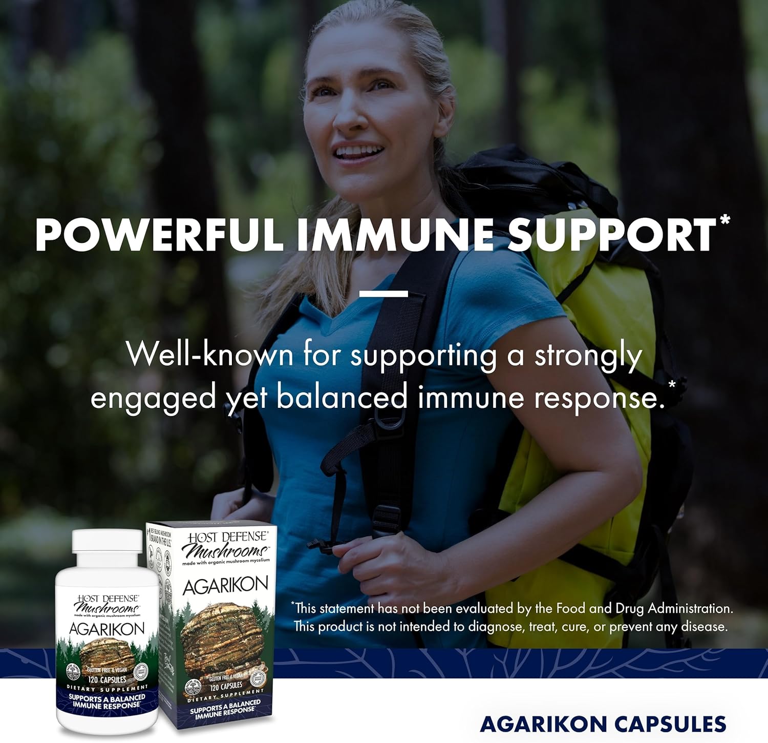 Host Defense Agarikon Capsules - Immune System Support Supplement - Mushroom Supplement to Aid Immune Functions & Cell Strength - Herbal Dietary Supplement - 120 Capsules (120 Servings)*