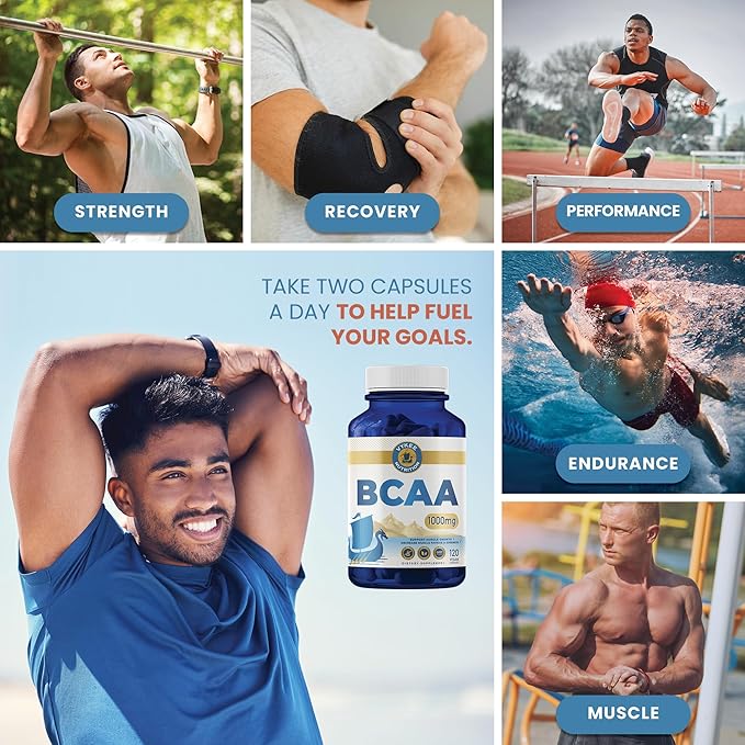 Vykee Nutrition BCAA Capsules – 1000mg Branched-Chain Amino Acids (2:1:1 Ratio) for Muscle Recovery, Endurance & Protein Synthesis | Vegan, Non-GMO | 120 Capsules