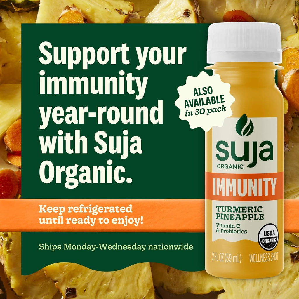 Suja Organic Immunity Defense Shot (10 Pack) with Turmeric and Ginger | Immunity Boost & Support | Functional Shots | Cold-Pressed Juice with Live Probiotics | Plant-Based & Gluten-Free (10 Pack)