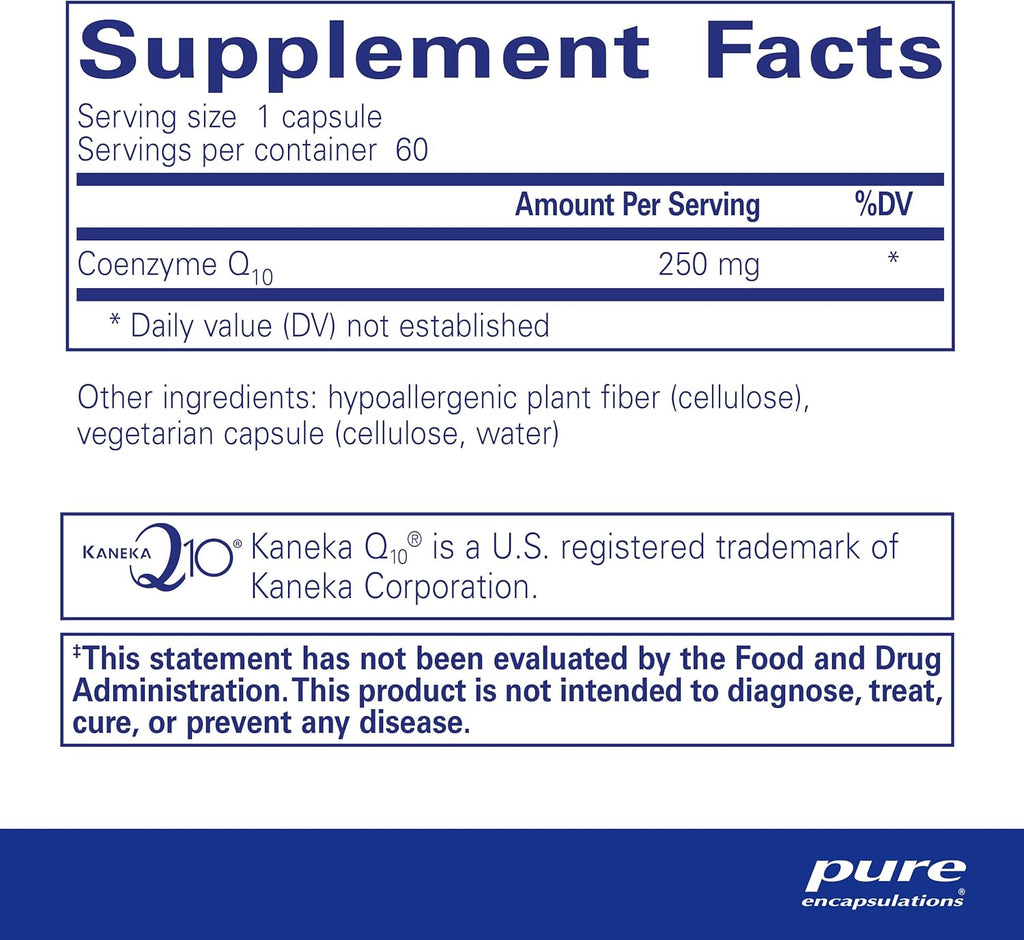 Pure Encapsulations CoQ10-250 mg CoQ10 - Brain Support Supplement* - Mitochondrial & Cellular Energy Support* - Non-GMO & Vegetarian - 60 Capsules