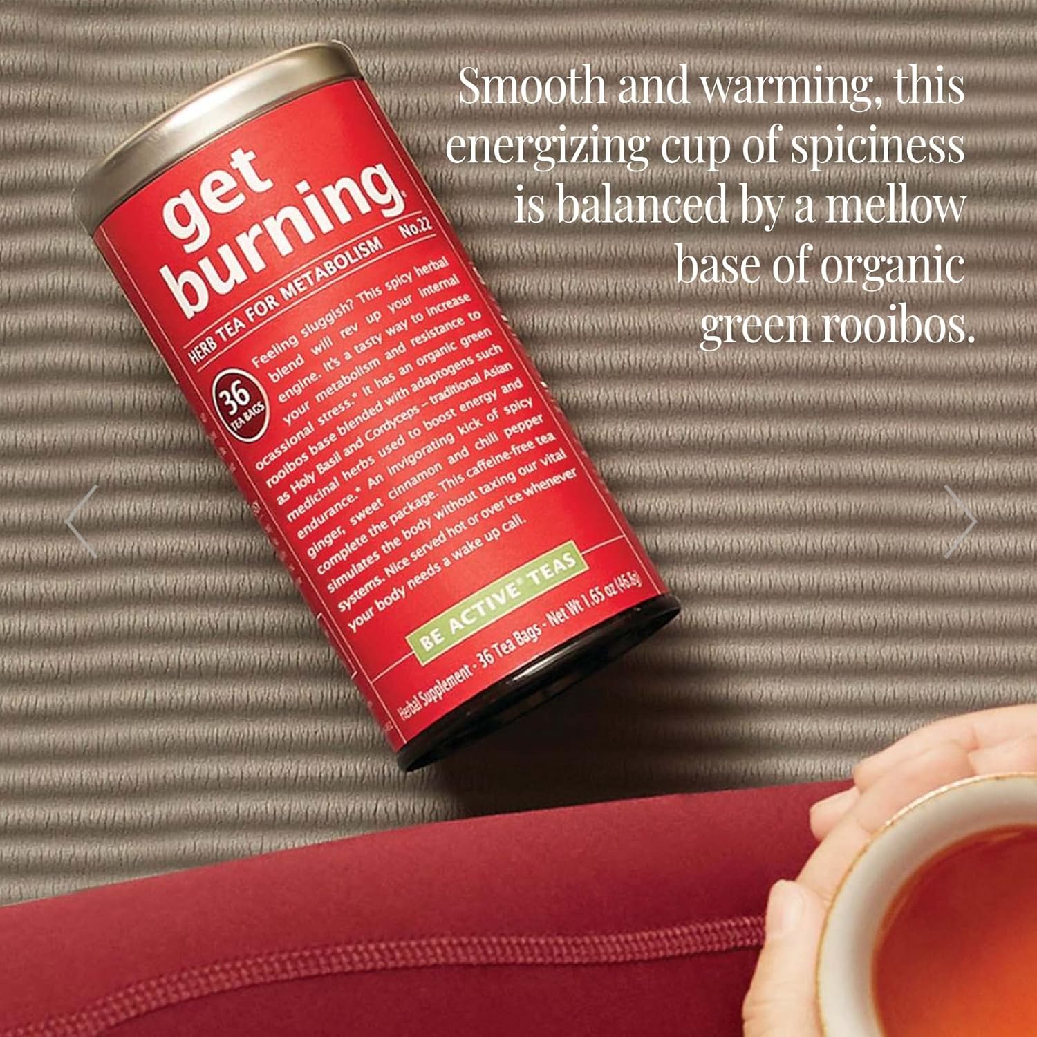 The Republic of Tea Be Active Green Rooibos Tea Get Burning - Herb Tea For Metabolism, 250 Tea Bags