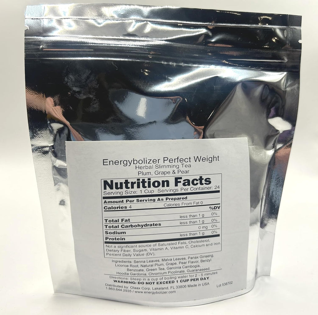 Energybolizer Perfect Weight Herbal Tea (24 Bags)| Natural Energy Booster for Women and Men | Increase Energy, Improve Digestion (Plum Grape Apple Pear)