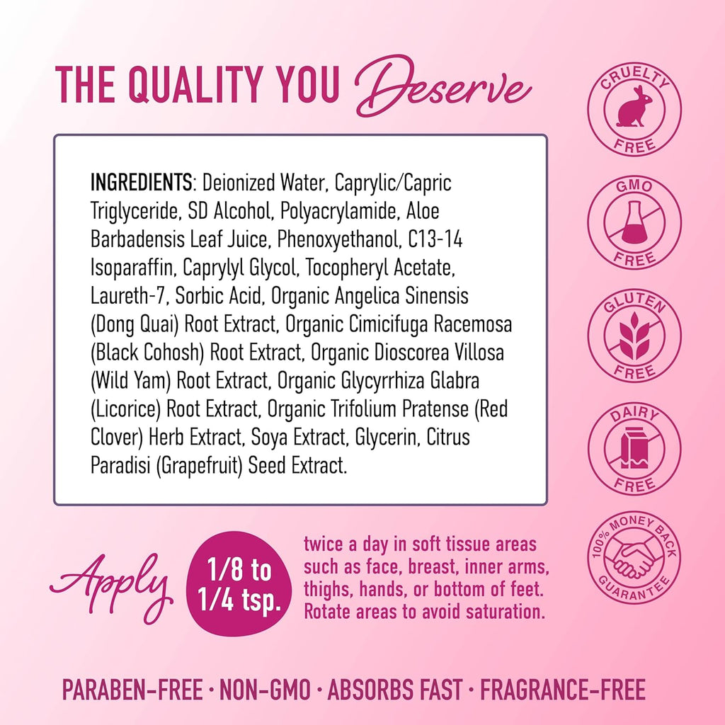 Phyto Estrogen Cream for Women with Wild Yam | Plant Based Hot Flash, Menopause & Menstrual Cycle Support | Black Cohosh, Dong Quai, Red Clover | 96 Topical Servings | 4oz Pump | Vegan, Paraben-Free