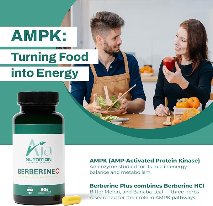 Berberine Plus – Triple Action Metabolic Support with 97% Pure Berberine HCL, 1000mg Daily Serving – Activates AMPK for Glucose Metabolism, Energy & Digestive Support – 60 Vegan Capsules
