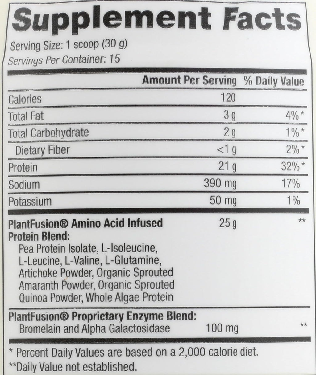 PlantFusion Complete Vegan Protein Powder - Plant Based Protein Powder With BCAAs, Digestive Enzymes and Pea Protein - Keto, Gluten Free, Soy Free, Non-Dairy, No Sugar, Non-GMO - Vanilla Bean 1 lb