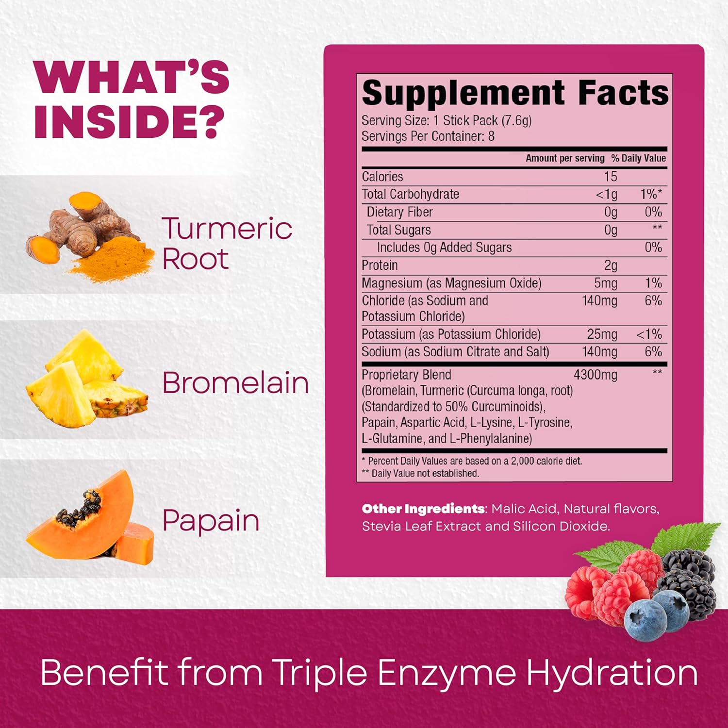 BALA Enzyme Hydration & Sugar-Free Drink Mix Powder - may contributes to overall wellness - Berry 0.25oz (30 Count)