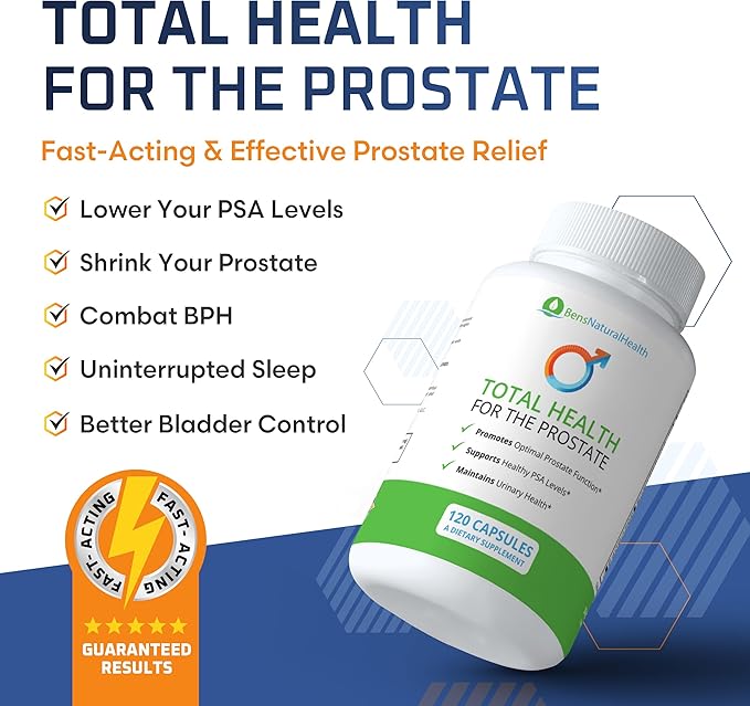 Ben's Natural Health Total Health for The Prostate Supplement with Beta Sitosterol Vitamins C, D, E, Zinc and Turmeric, 360 Vegicaps, 3 Pack