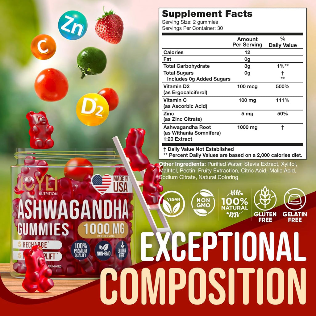 [2 Pack] Ashwagandha Gummies for Women & Men — Natural Soothing Gummies with Pure Ashwagandha Root Extract Vitamin C Zinc — Ashwagandha Supplements for Focus & Rest — 120 Sugar Free Chews