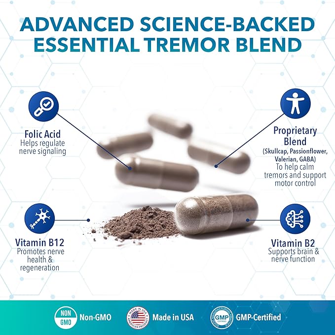 Tremanol Natural Aid Herbal Supplement – Includes Vitamin B2 & B12, Passionflower & Skullcap – 60 Caps (Pack of 5) – Made in USA