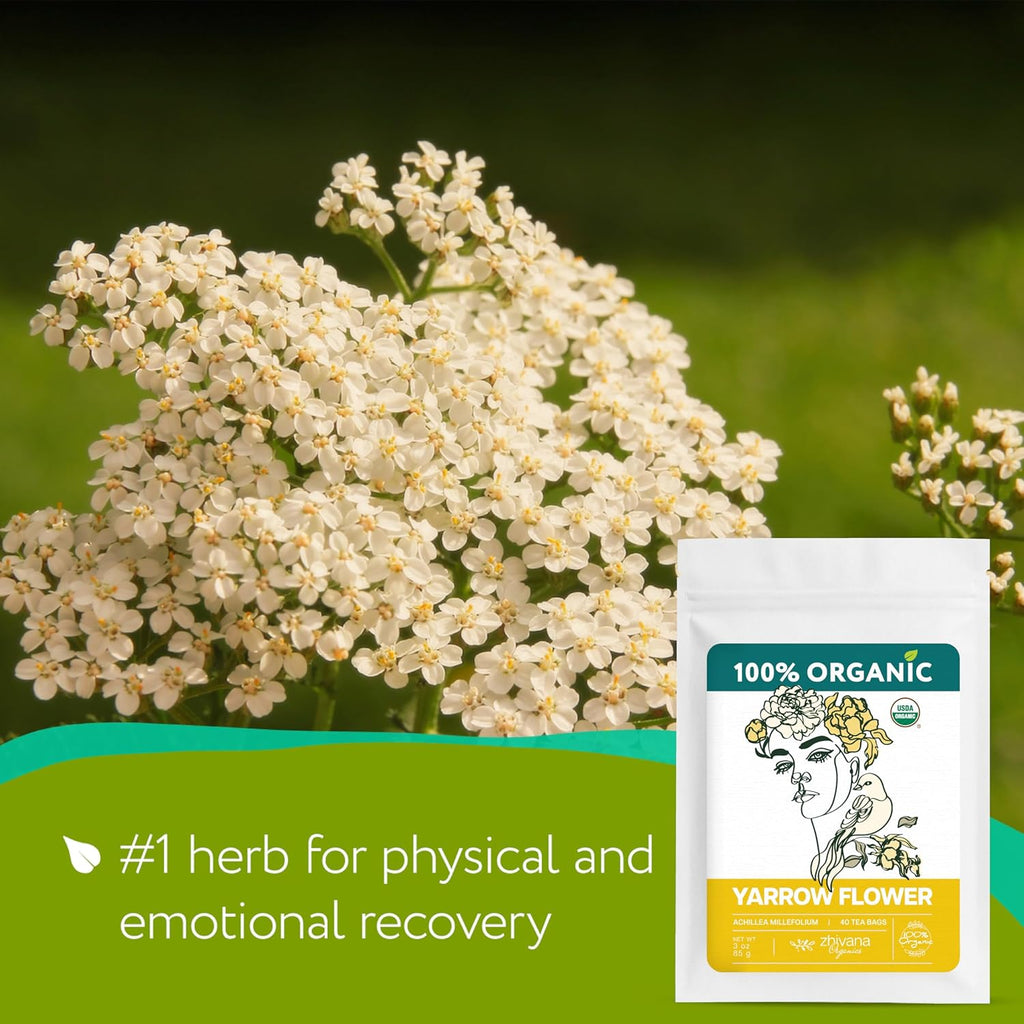 Organic Yarrow Tea (40 Tea Bags) - Support Immune Function, Digestion, Relaxation - Women's Tea for Healthy Cycle and Emotional Balance - Te de Milenrama