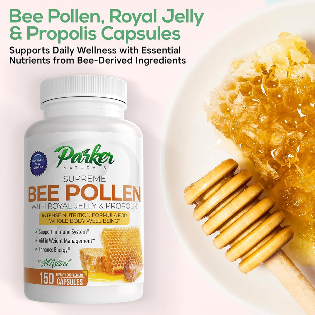Supreme Bee Pollen Capsules, 3520 mg Royal Jelly, Bee Pollen, and Bee Propolis Capsules, Natural Bee Pollen Supplement for Adults, 150 Capsules