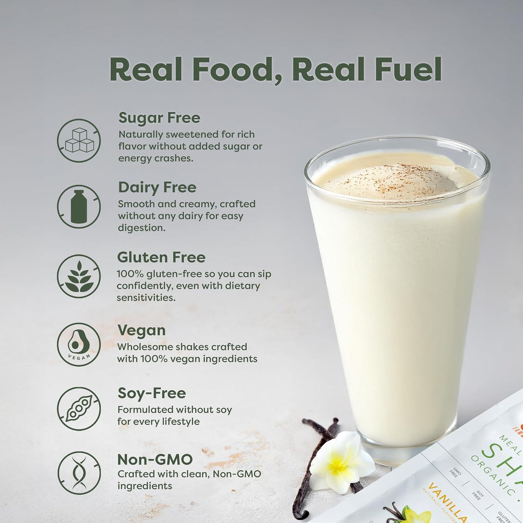 310 Nutrition Organic All-In-One Meal Replacement Shake Powder - Plant-Based Protein Smoothie Blend w/Fiber, Probiotics & Adaptogens - Low Carb, Vegan, Keto & Paleo - Vanilla - 28 Servings