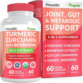 5-in-1 USDA Organic Turmeric Curcumin Supplement - 230mg with Berberine, Ceylon Cinnamon Bioperine and Ginger Supplements for Mobility, Digestion & Wellness Support, USDA Organic, 60 Servings, 1-Pack