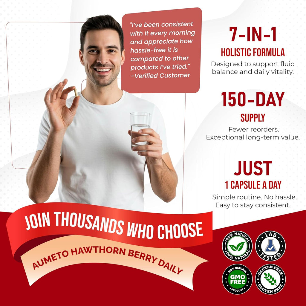 7 in 1 Ultra Hawthorn Berry with Uva Ursi Dandelion Cranberry Apple Cider Vinegar - Heart, Kinney Health Support