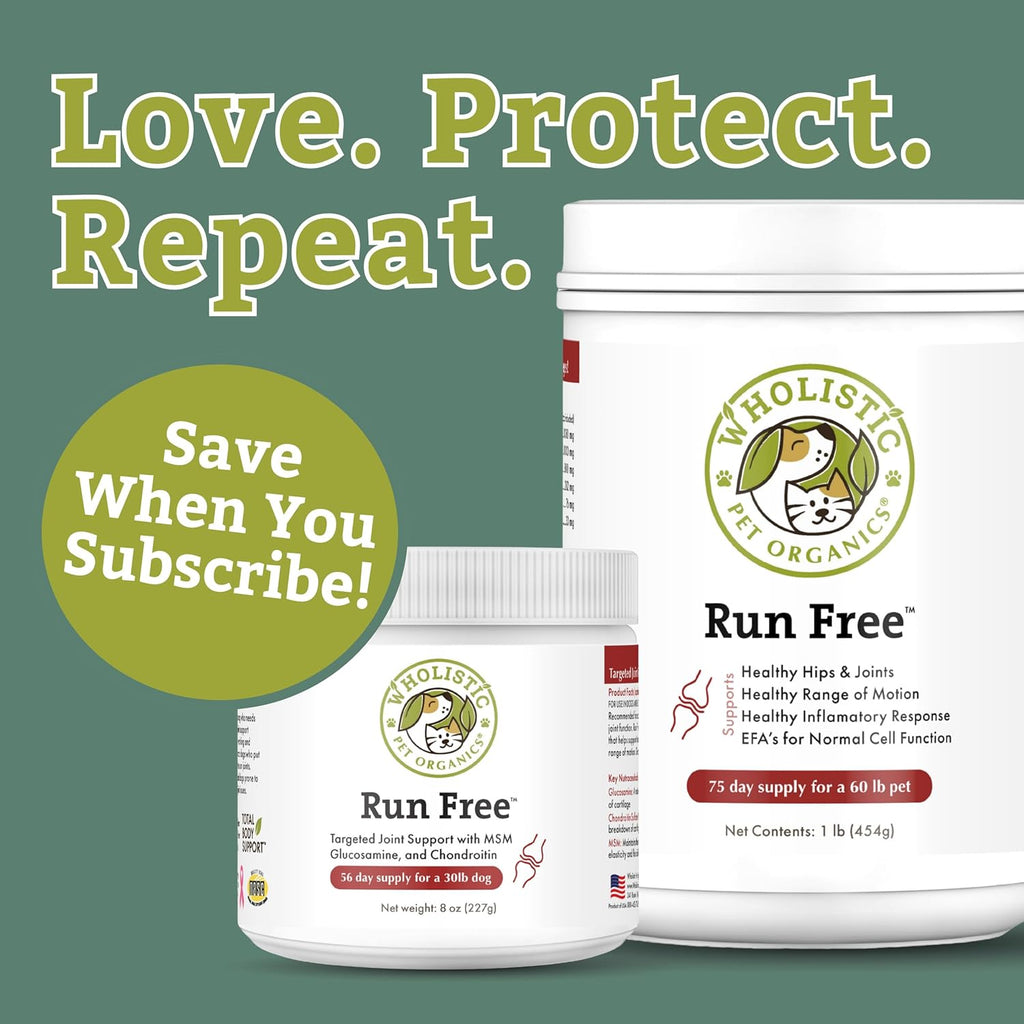 Wholistic Pet Organics Joint Supplement for Dogs - 1 Lb - Daily Dog Hip and Joint Supplement with Glucosamine Chondroitin & MSM to Support Mobility - All Breeds & Ages - Organic Glucosamine for Dogs