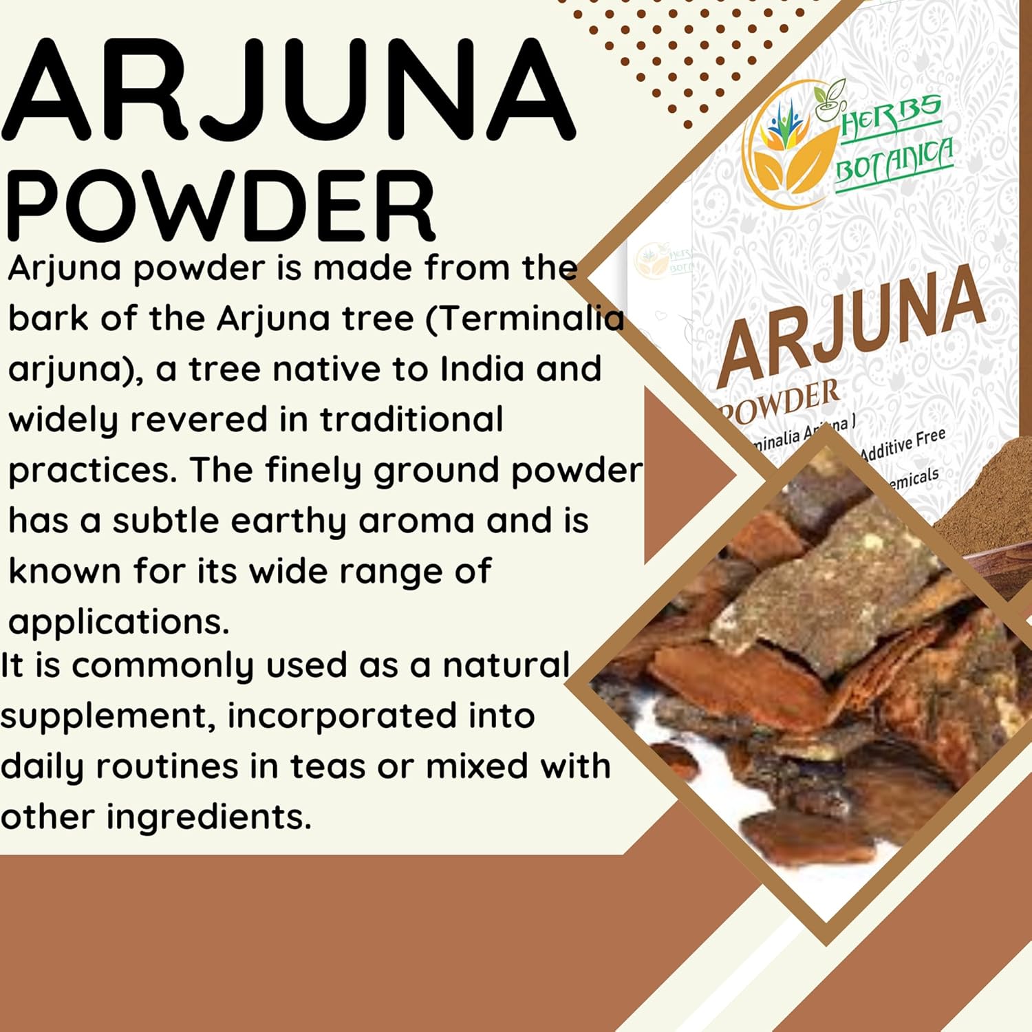Arjuna Powder 100% Pure Arjuna Bark Powder (Arjun Ki Chaal) for Herbal Tea & Wellness – Finely Ground Tree Bark Powder for DIY Use – 5.3 oz Pack