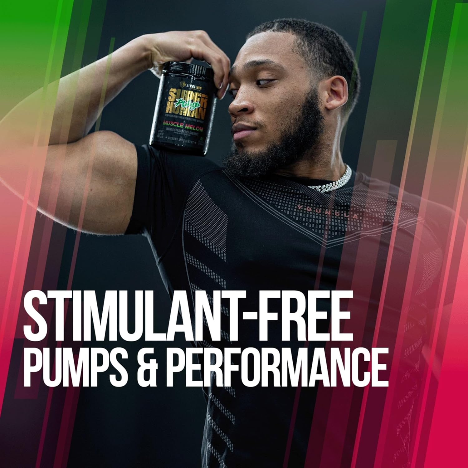ALPHA LION Superhuman Pump Pre Workout Powder, Caffeine Free & Stim Free Preworkout Supplement, Nitric Oxide Booster, Muscle Gainer, Energy & Focus (42 Servings, Muscle Melon Flavor)