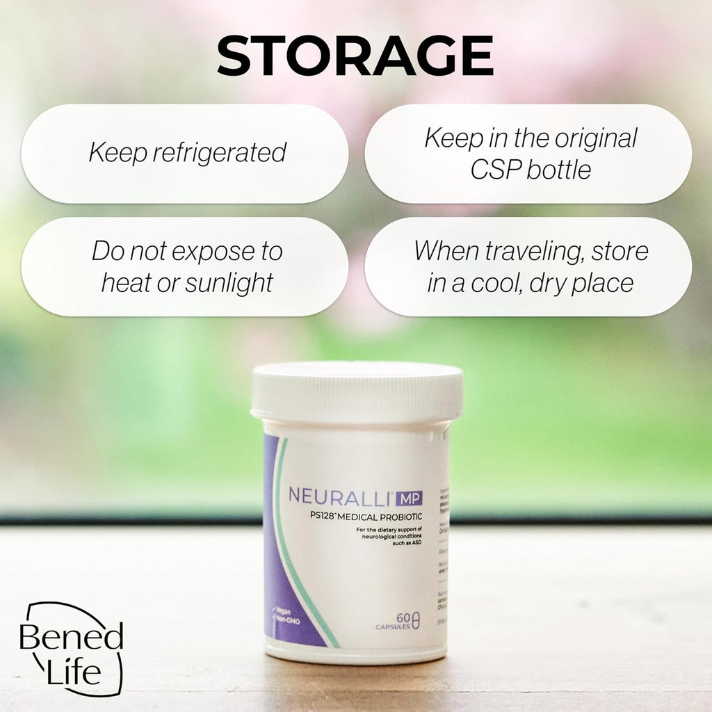 Bened Life Neuralli MP, Medical Food with PS128 for People with ASD and PD (90-Day Supply) - 3 Bottles (180 Capsules)
