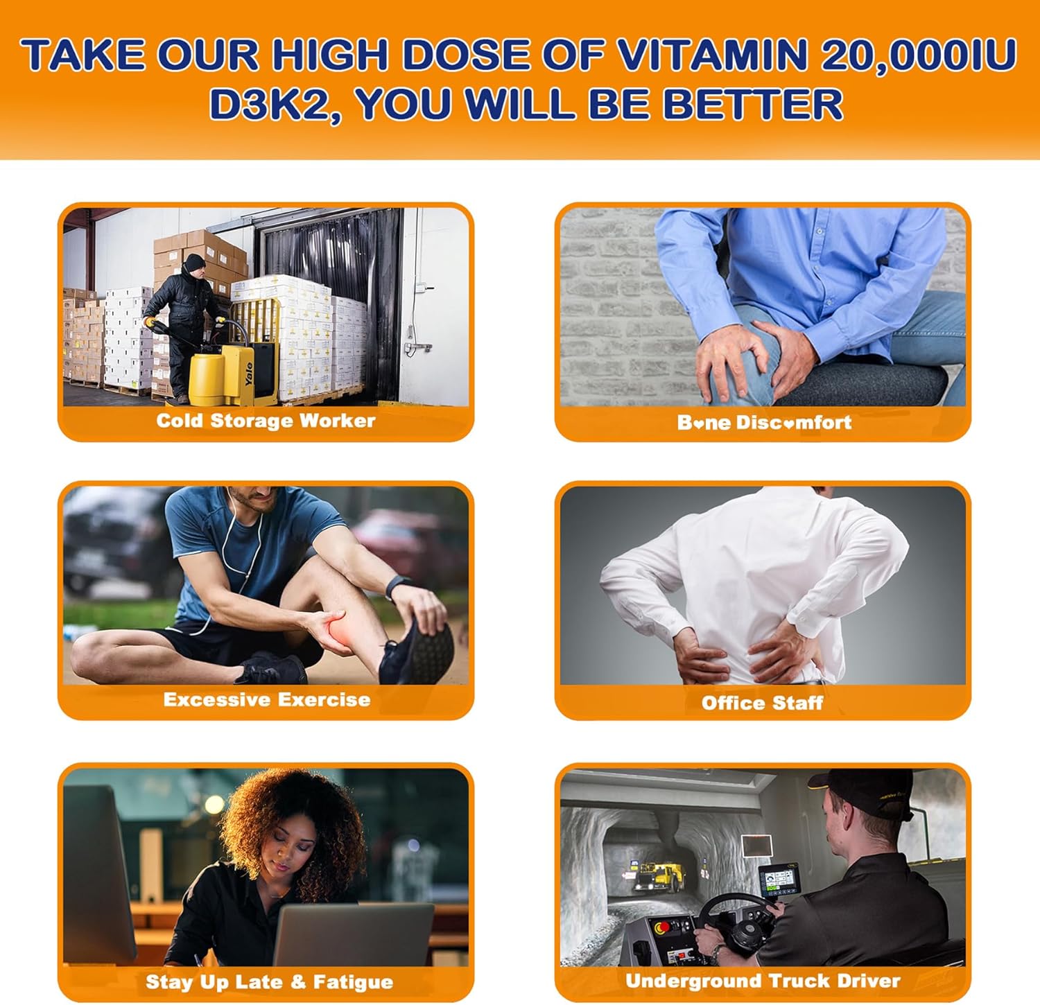 Vitamin D3 20,000 IU + Vitamin K2( MK7 )200mcg - Optimal Vitamin D3 & K2 Softgel - Strong Bones & Muscle, Calcium Absorption & Immune Support, Helping Vitamin D Deficiencies, Easy to Swallow, Non GMO