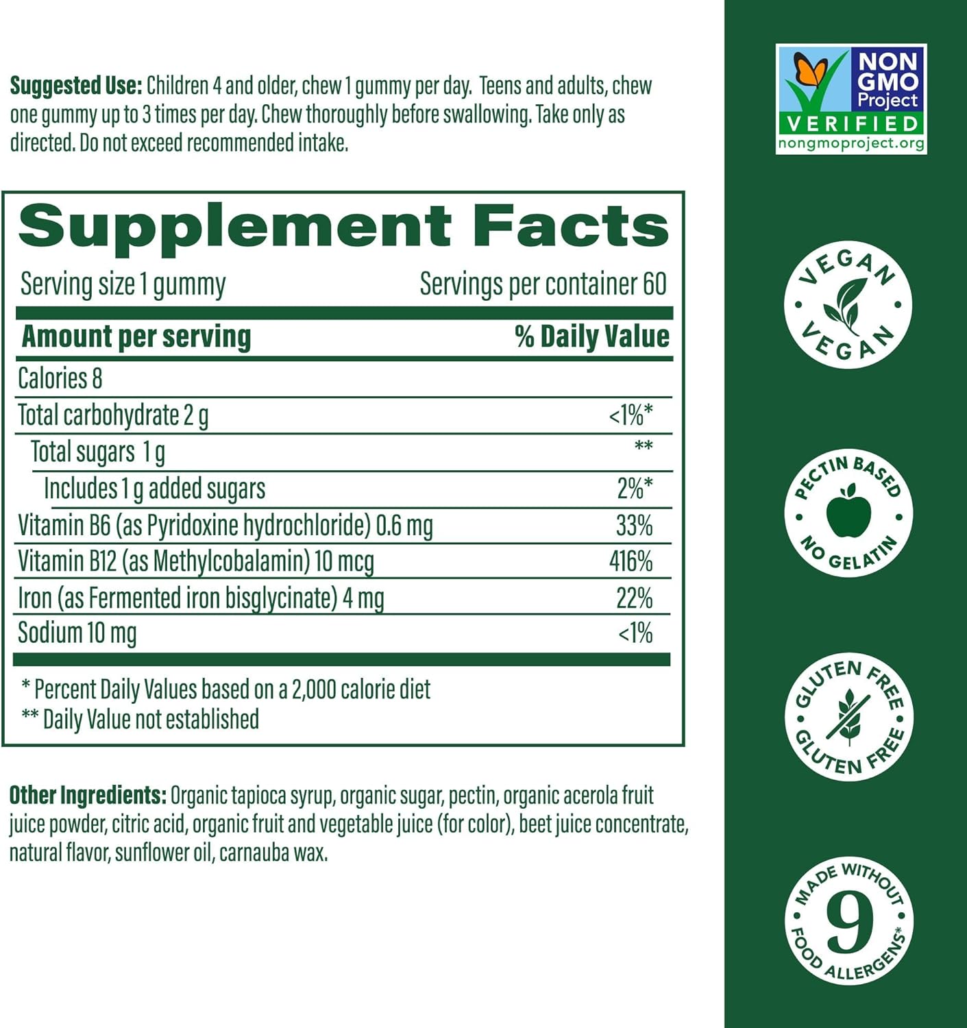 MegaFood Iron Energy Gummies, Iron Supplement for Women, Men, Teens & Kids with Vitamin B12 & B6, Vitamins, from The Makers of Blood Builder Supplement, Strawberry Flavor, 60 Count