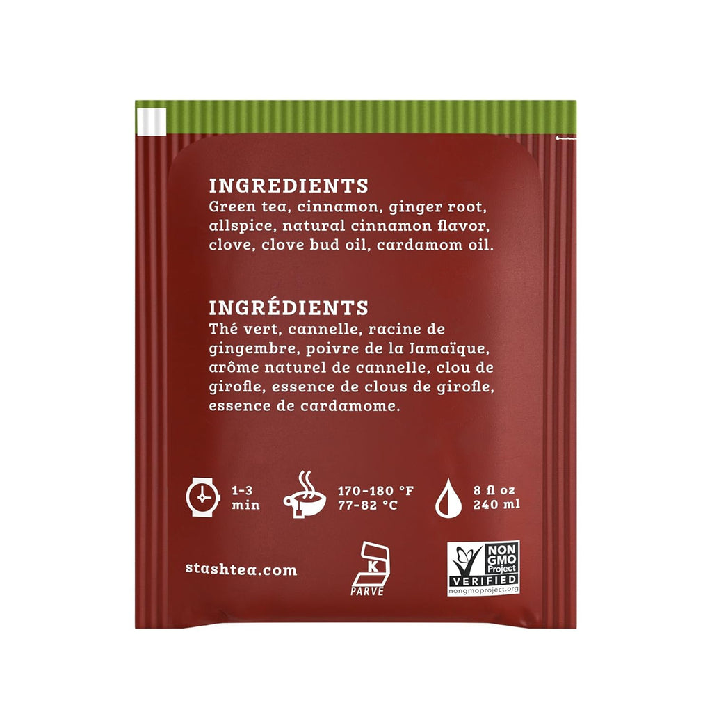 Stash Tea Green Chai Tea, Box of 100 Tea Bags (Packaging May Vary)