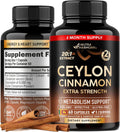 Ceylon Cinnamon Capsules - Extra Strength - Energy Heart & Metabolism Support for Men & Women - Pure Natural Cinnamon 20:1 Extract Supplement - GMO & Gluten Free - Made in USA - 60 Capsules 2 Month