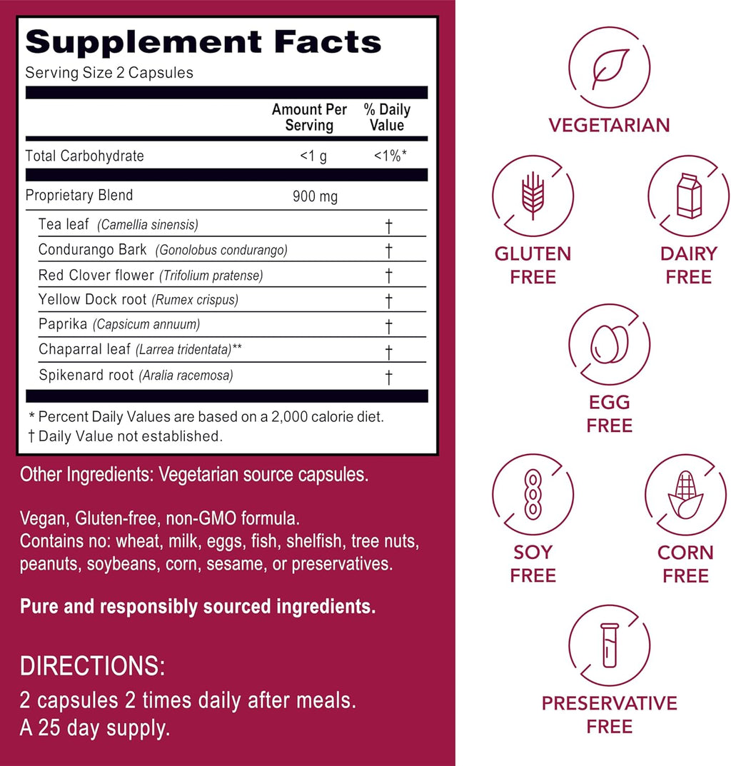 Kroeger Herb Products, Chem X, Daily Detox and Cleansing Formula, Red Clover, Yellow Dock, Paprika Supports Health Liver Function - Non-GMO, Gluten Free, No Preservatives, Made in USA