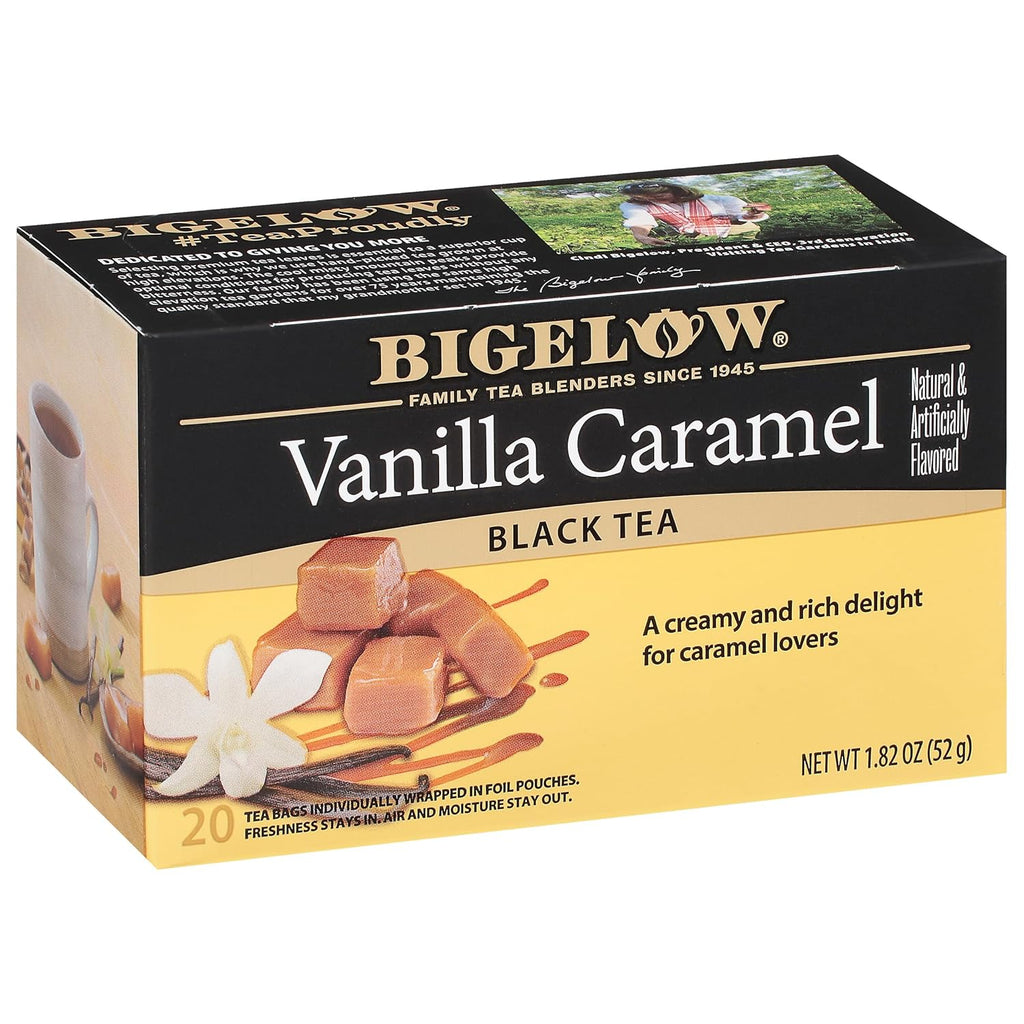 Bigelow Tea Vanilla Caramel Black Teabags Box, Caffeinated, 20 Count, Pack of 6